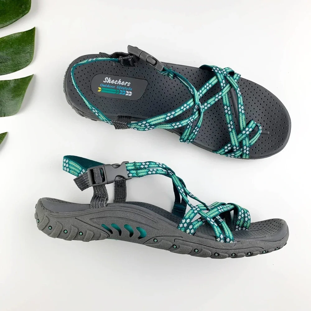 Skechers Reggae Loopy Sports Sandals Strappy Green Women’s 11